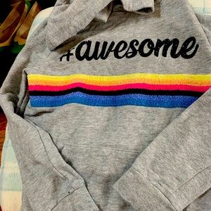 Size 7/8 My Favorite Sweatshirt, grey with rainbow, #awesome